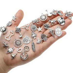 50  Assorted Charms for DIY - silver - NEW